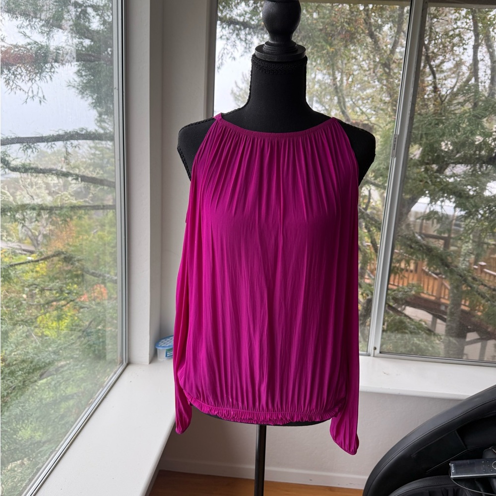 NWOT Ramy Brook Cold Shoulder Top XS Silky Draped Going Out Date Night